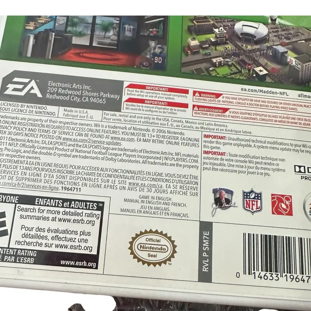 Madden NFL 12 Nintendo Wii Complete with Manual Untested Sport Football Gaming